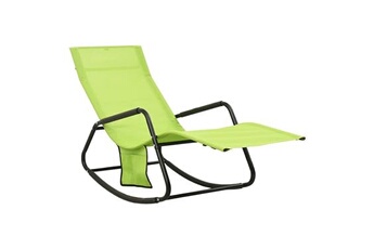 transat chaise longue bain de soleil lit de jardin terrasse meuble d'extérieur acier et textilène vert 02_0012247