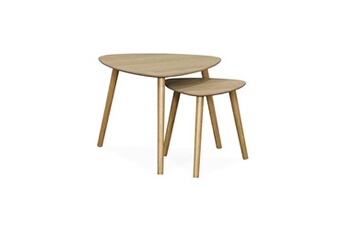lot de 2 tables gigognes style scandinave en mdf décor bois coloris naturel