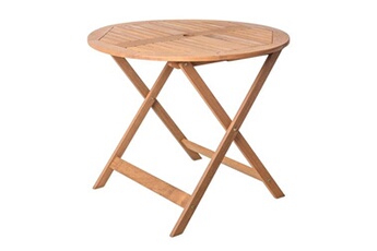 table d'appoint pliable kate 90 x 90 x 76 cm naturel bois d'acacia