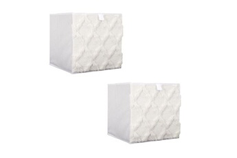 - lot de 2 cubes de rangement pliable losange - 30 x 30 cm - beige