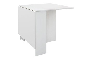 table à manger d'appoint, table de salon extensible coloris blanc - longueur 31 / 87 / 142 x profondeur 77 cm - -