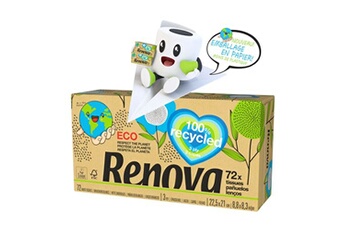 renova - boite de mouchoir 100% recyclé x72 blanc