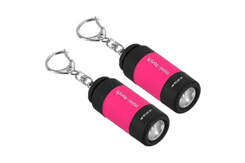 patikil 2.1 mini led porte-clés lampe poche, 2 paquet edc petite torche avec usb, vif rose
