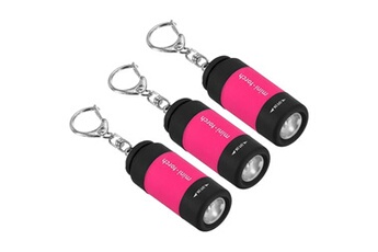 patikil 2.1 mini led porte-clés lampe poche, 3 paquet edc petite torche avec usb, vif rose