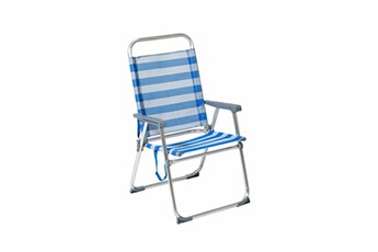chaise de plage 22 mm rayures bleu aluminium 52 x 56 cm