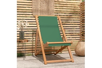 chaise de plage pliable bois de teck solide vert