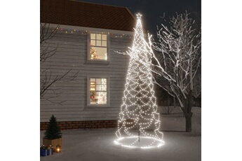 guirlande lumineuses vidaxl arbre de noël avec poteau en métal 1400 led blanches froides 5m