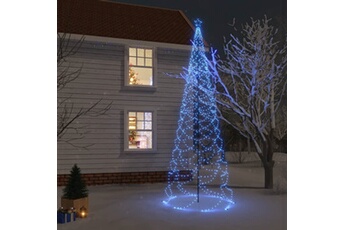 guirlande lumineuses vidaxl arbre de noël avec poteau en métal 1400 led bleues 5 m