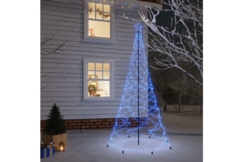 guirlande lumineuses vidaxl arbre de noël avec poteau en métal 500 led bleues 3 m