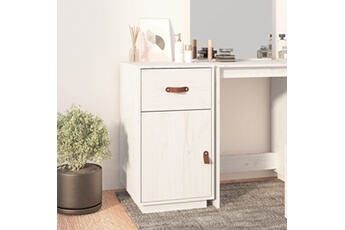 armoire de bureau blanc 40x50x75 cm bois massif de pin
