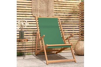 chaise de plage pliable bois de teck solide vert