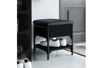 banc à chaussures noir 42x42x45 cm bois d'ingénierie