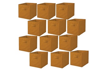 - lot de 12 cubes de rangement pliables en polypropylène avec poignée - 30x30x30cm - jaune ambre - housebox