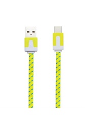 Chargeur pour téléphone mobile GENERIQUE Cable Noodle Type C Pour HUAWEI  P20 Chargeur Android USB 1,5m Connecteur Tresse (ROSE BONBON)