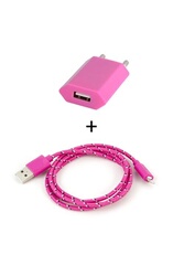 Chargeur pour téléphone mobile GENERIQUE Cable Noodle Type C Pour HUAWEI  P20 Chargeur Android USB 1,5m Connecteur Tresse (ROSE BONBON)