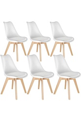 6 Chaises de Salle à Manger FRÉDÉRIQUE Style Scandinave Pieds en Bois  Massif Design Moderne