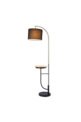 Lampadaire Arquer arc lampe de salon abat-jour bronzée pied marbre noir  Teamson Home VN-L00010AB-EU