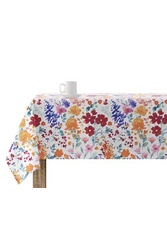 Nappe de table DOUCEUR D'INTERIEUR Toile cirée rectangulaire - 140x240  cm - Bambou et Lotus Multicolore
