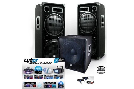 Enceintes, baffle et amplis DJ Ibiza Sound pack sono complet bmx-18215  3200w caisson bi-amplifié + pack diams + derby