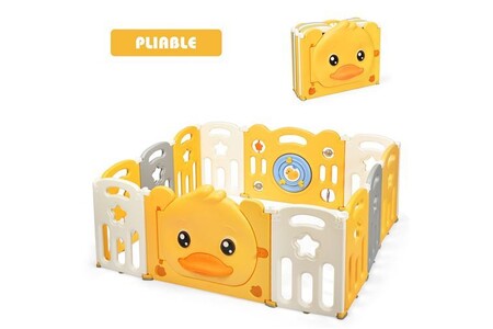 Parc bébé Giantex parc bébé pliable 12 pièces en plastique,jaune  80x39x67,5cm avec mignon motif de canard