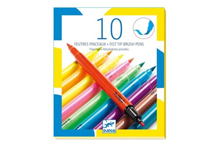 Dessin et coloriage enfant Djeco Set de 10 Feutres pinceaux pop