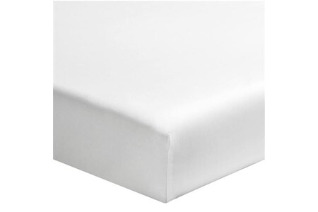 Drap-housse percale blanc bonnet 35 - 140x200 cm, 100% coton
