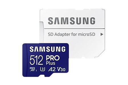 Carte mémoire micro SD Samsung PRO Plus MB-MD512SA - Carte mémoire flash (adaptateur microSDXC vers SD inclus(e)) - 512 Go - A2 / Video Class V30 / UHS-I U3 - microSDXC UHS-I -