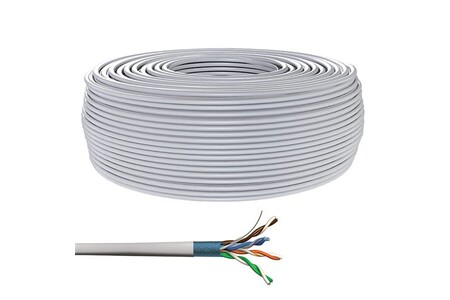 Câbles réseau Conecticplus Bobine De Câble Ethernet Rj45 Cat6a Multibrins  F/utp Ls0h Gris 100m