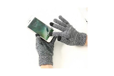 Gants Femme tactiles pour Smartphone Taille M 2 doigts Hiver (GRIS