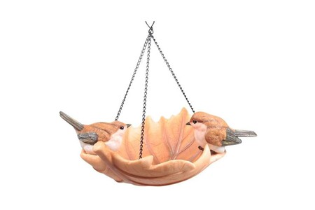 Sculpture et statue de jardin Farmwood Animals - Oiseau dans bain en résine  à suspendre Moineau