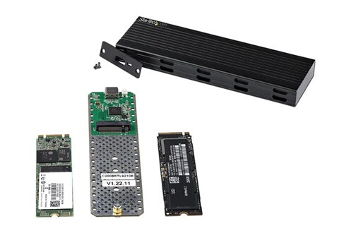 Boitier USB-C 10Gbps vers M.2 NVMe ou M.2 SATA SSD - Boitier Aluminium  Externe Portable M.2 PCIe/SATA NGFF SSD - Câbles Hôte USB Type-C & USB-A 