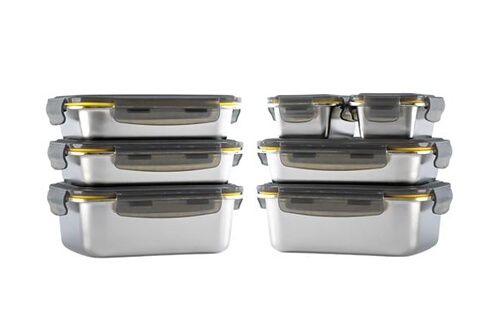 Machine sous vide Pika - Lot de 7 boites alimentaires en inox - 3x 820ml +  2x 1200ml + 2x 260ml – Hermétique - Compatible au micro-ondes, four,  congélateur - Batch cooking