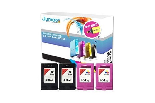 Cartouche d'encre Jumao 4 cartouches compatibles pour hp deskjet 2620,  noirs et couleurs (n 20 ml; c 18 ml) type