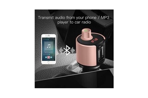 Transmetteur audio GENERIQUE Kit voiture bluetooth transmetteur fm  adaptateur radio sans fil chargeur usb lecteur mp3 - or rose