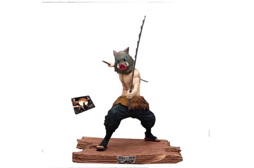Figurine de collection GENERIQUE Figurine Demon Slayer Hashibira Inosuke 28  cm avec tapis de souris Demon Slayer