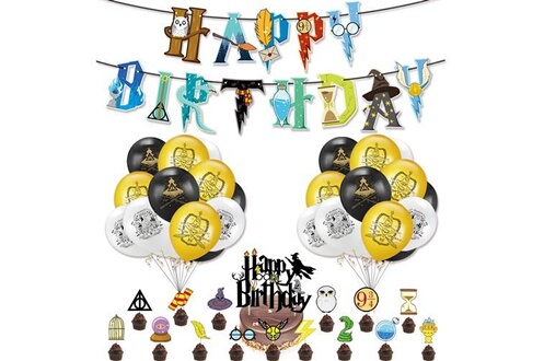 Article et décoration de fête GENERIQUE Décoration Anniversaire pour  Enfants Bannière Ballon Latex Gâteau Décoration Thème Harry Potter - 39PCS
