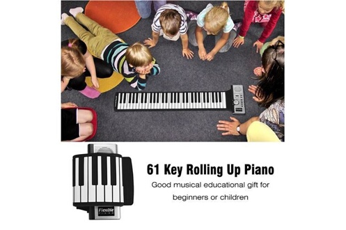 Autres jeux d'éveil GENERIQUE Flexible Roll Up électronique Clavier souple  Piano Portable 61 Touches cadeaux pour les enfants Pealer7014