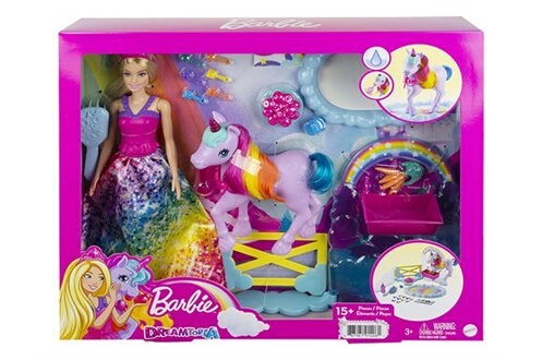 Barbie Poupée Dreamtopia Licorne avec Cheveux Arc-en-Ciel et Access