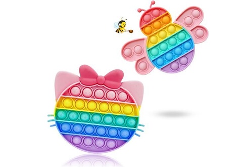 Autres jeux créatifs GENERIQUE Push Pop It Fidget Toys MYMA™ Silicone  [Abeille + chat] Multi-couleurs Anti Stress Bubble Toy
