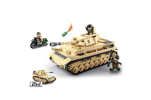 Lego Sluban Jeu de construction brique emboitable compatible lego wwii 2ème  guerre mondiale tank char d'assaut allemand armé militaire m38 b0693  soldats