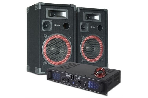 SkyTec Système Audio Complet Bluetooth DJ Enceintes 700W avec Pieds, Ampli  et Table de Mixage