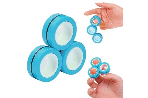 3 anneaux magnétiques anti-stress - Rolling Fingers bleus