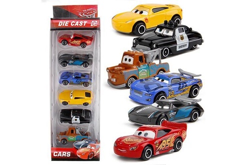 Circuit voitures Disney Véhicule Pixar Mack Jeu Enfant Pack de 6 Pièces,  7*3.3*2cm / voiture-Jaune,Bleu,Noir,Marron et Rouge