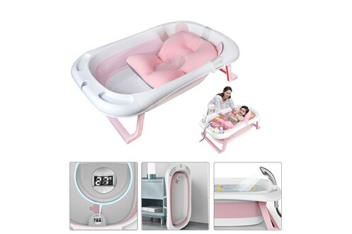 Baignoire bébé GENERIQUE Baignoire bébé pliable + thermomètre intégré +  coussin confortable - Rose Sinbide ®