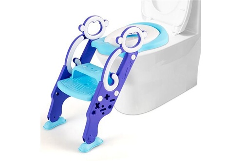 GIANTEX - GIANTEX siège de toilette pour enfants pliable et hauteur  réglable, réducteur de toilette pour bébé avec marches larges et  antidérapantes, lunette de toilette rembourré confortable (bleu) - Abattant  WC 
