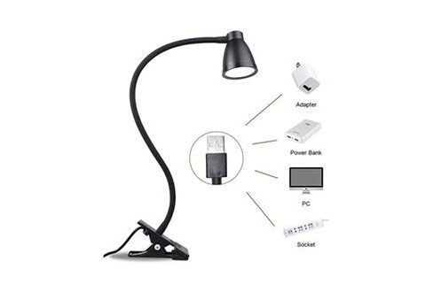Lampe de bureau GENERIQUE Lampe de bureau à pince dimmable clip sur lampe  lecture température couleur réglable - noir
