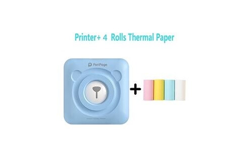 Imprimante photo PeriPage Mini imprimante photo thermique portable  bluetooth 58 mm avec 4 rouleaux de papier d'impression -bleu