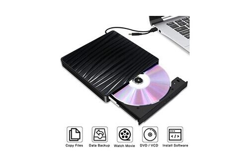 Lecteur dvd cd externe noir graveur de dvd usb 3. 0 type c double interface  graveur dvd-rw rom, pour ordinateur portable hp windows