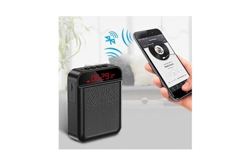 Amplificateur vocal portable avec microphone et ceinture bluetooth  personnel - noir