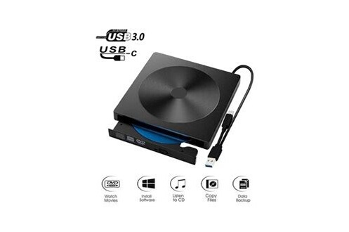 Lecteurs DVD GENERIQUE Graveur de dvd rw cd noir externe lecteur mince usb  3. 0 compatible avec ordinateur portable